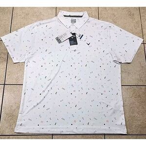 Callaway Opti-Dri Golf Polo Shirt All Over Print Men's XL NWT Pinhole From Tag